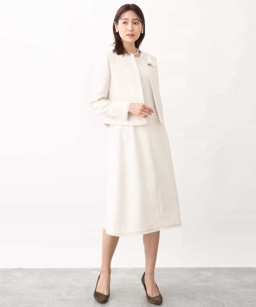 [セットアップ対応]ラメツイードノーカラージャケット 