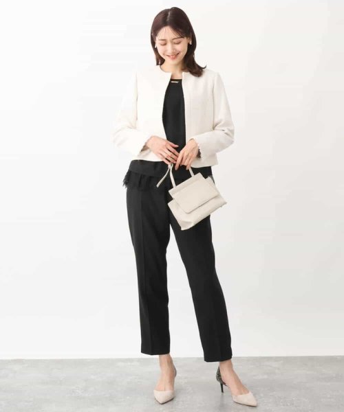 [セットアップ対応]ラメツイードノーカラージャケット 