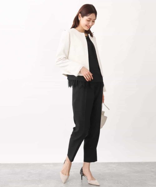 [セットアップ対応]ラメツイードノーカラージャケット 