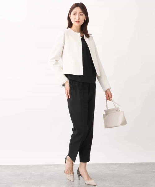 [セットアップ対応]ラメツイードノーカラージャケット 