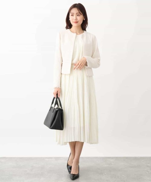 [セットアップ対応]ラメツイードノーカラージャケット 