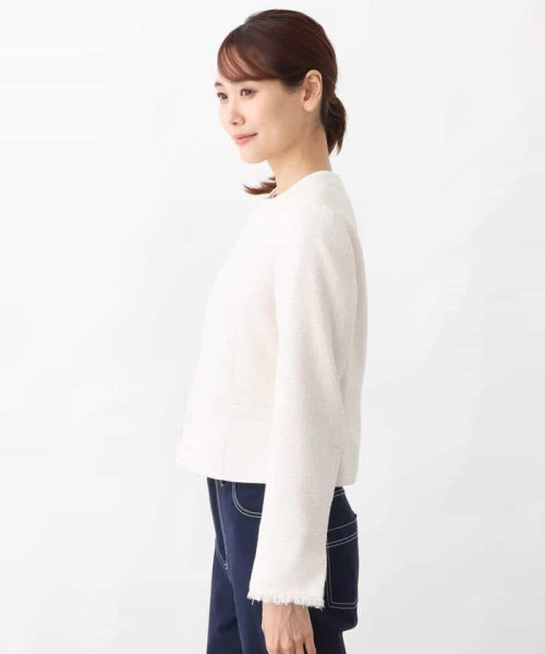 [セットアップ対応]ラメツイードノーカラージャケット 