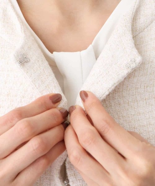 [セットアップ対応]ラメツイードノーカラージャケット 