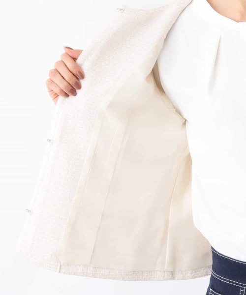 [セットアップ対応]ラメツイードノーカラージャケット 