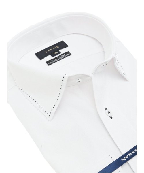 TAKA-Q(タカキュー)/ノーアイロンストレッチ スタンダードフィット ワイドカラー長袖ニットシャツ シャツ メンズ ワイシャツ ビジネス ノーアイロン yシャツ ビジネスシャツ 形態安/img01