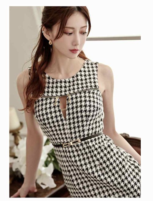 キャバドレス ミニ 千鳥柄 谷間 ジップ チェック シアー エロい ツイード 高級ドレス チャック キャバ嬢 Belsia.LUX キャバドレス Belsia.LUX M1310588034(10132円)