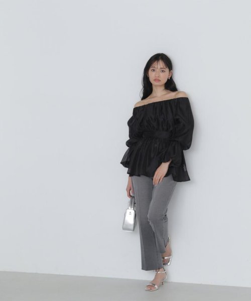 NATURAL BEAUTY BASIC(ナチュラルビューティーベーシック)/シアーギャザーペプラムブラウス　24SS/img10