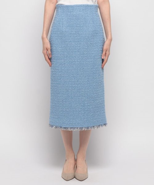 【セットアップ対応商品】ジオリカラメツイードハイウエストタイトスカート こちらの商品はボトムス単品でのお届けになります フィッティングモデル 詳細画像 172cm B82 W66 H92　着用サイズ：02