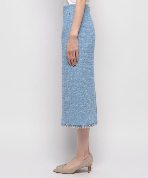 【セットアップ対応商品】ジオリカラメツイードハイウエストタイトスカート こちらの商品はボトムス単品でのお届けになります フィッティングモデル 詳細画像 172cm B82 W66 H92　着用サイズ：02