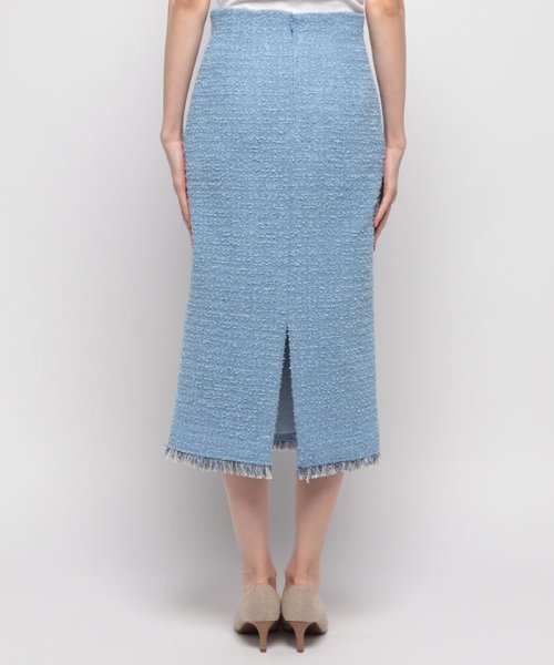 【セットアップ対応商品】ジオリカラメツイードハイウエストタイトスカート こちらの商品はボトムス単品でのお届けになります フィッティングモデル 詳細画像 172cm B82 W66 H92　着用サイズ：02