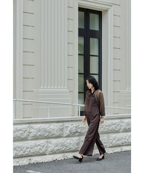 niana ニアナ ボウタイボレロ付きオールインワンパンツドレス パーティードレス 結婚式 セット サロペット ワイドパンツ キャミソール リボン シアー お呼 5cm ニアナ