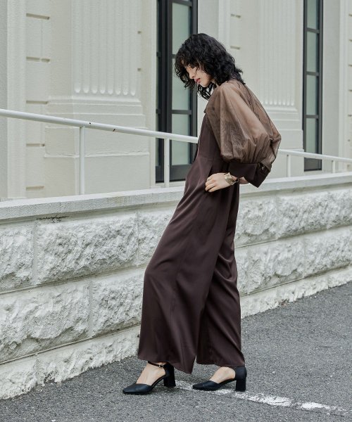 niana ニアナ ボウタイボレロ付きオールインワンパンツドレス パーティードレス 結婚式 セット サロペット ワイドパンツ キャミソール リボン シアー お呼 5cm ニアナ