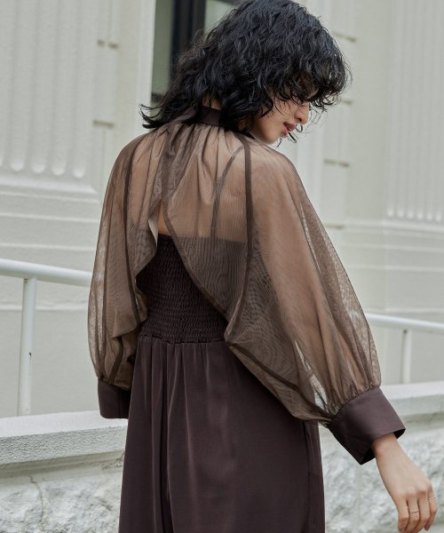 niana ニアナ ボウタイボレロ付きオールインワンパンツドレス パーティードレス 結婚式 セット サロペット ワイドパンツ キャミソール リボン シアー お呼 5cm ニアナ