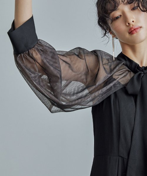 niana ニアナ ボウタイボレロ付きオールインワンパンツドレス パーティードレス 結婚式 セット サロペット ワイドパンツ キャミソール リボン シアー お呼 5cm ニアナ