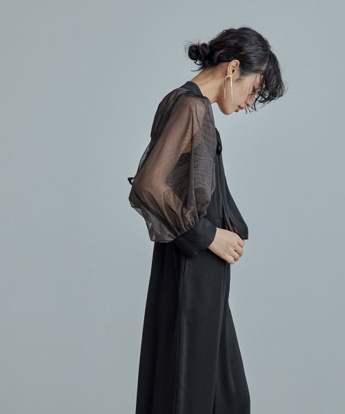 niana ニアナ ボウタイボレロ付きオールインワンパンツドレス パーティードレス 結婚式 セット サロペット ワイドパンツ キャミソール リボン シアー お呼 5cm ニアナ