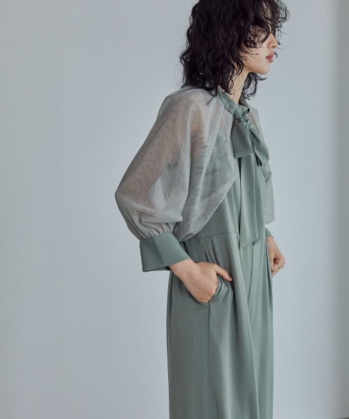 niana ニアナ ボウタイボレロ付きオールインワンパンツドレス パーティードレス 結婚式 セット サロペット ワイドパンツ キャミソール リボン シアー お呼 5cm ニアナ