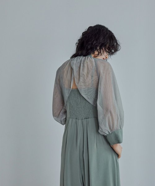 niana ニアナ ボウタイボレロ付きオールインワンパンツドレス パーティードレス 結婚式 セット サロペット ワイドパンツ キャミソール リボン シアー お呼 5cm ニアナ