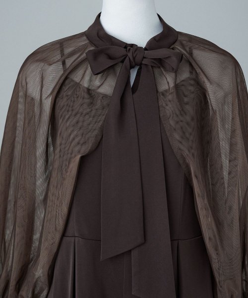 niana ニアナ ボウタイボレロ付きオールインワンパンツドレス パーティードレス 結婚式 セット サロペット ワイドパンツ キャミソール リボン シアー お呼 5cm ニアナ