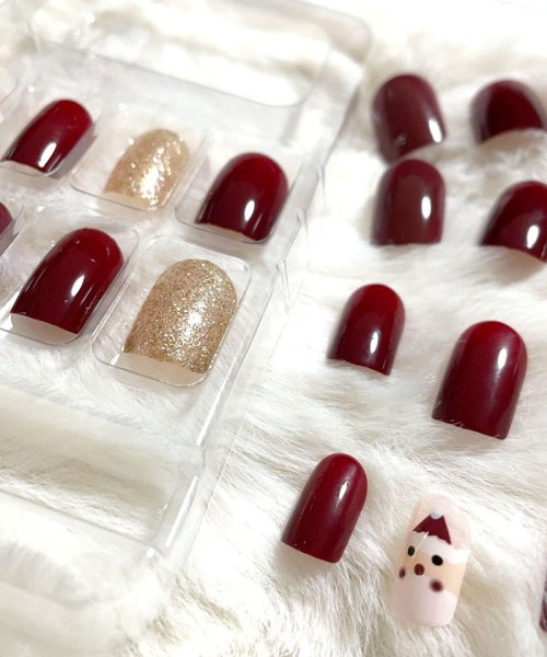 shoppinggo(ショッピングゴー)/ネイルチップ クリスマス デザイン つけ爪 かわいい プレゼン nail 冬 短い爪 ベリーショート ちび爪 付け爪 ジェルネイルレッド/img12