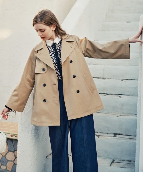 Aラインショートトレンチジャケット 