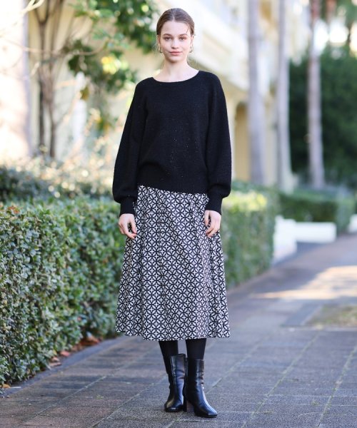 【洗える】オーバーラップサークルプリントスカート 