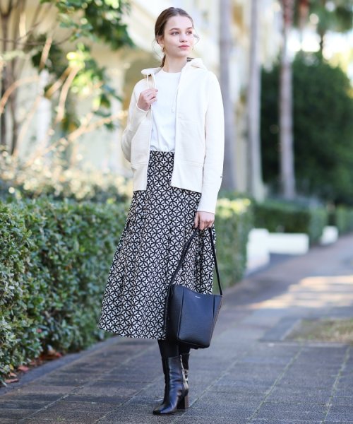 【洗える】オーバーラップサークルプリントスカート 