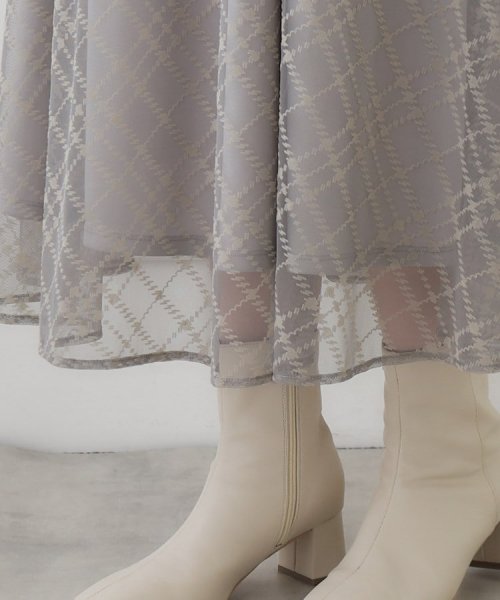 Couture Brooch(クチュールブローチ)/【ラクチン、華やぎスカート】フロッキーチェックチュールスカート/img48