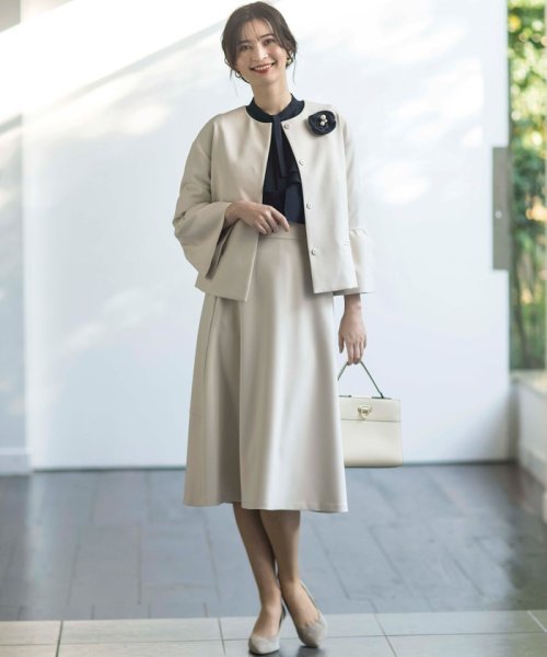 【VERY3月号掲載・NAVY】コンフォータブルドレープ ジャケット ノーカラージャケット S1840234583(14025円)