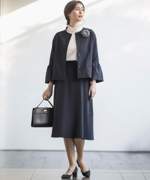 【VERY3月号掲載・NAVY】コンフォータブルドレープ ジャケット ノーカラージャケット S1840234583(14025円)