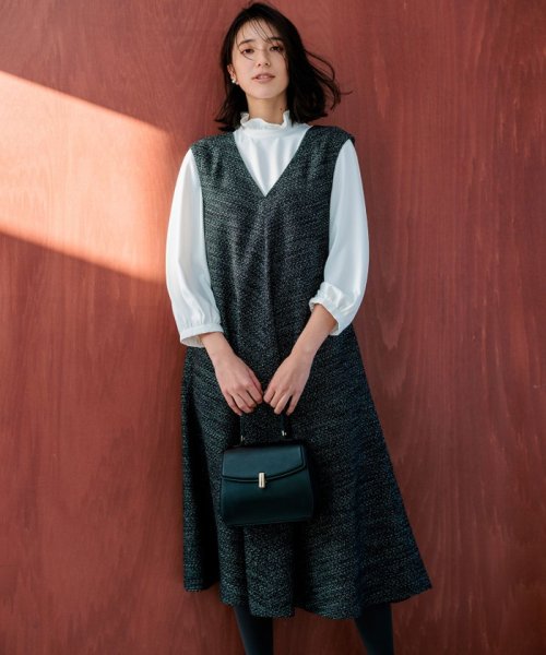 ファンシーツイード Vネックジャンスカ 