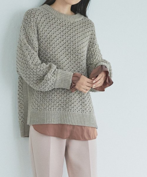 【Audrey and John Wad】レース柄透かし編みニットプルオーバー 