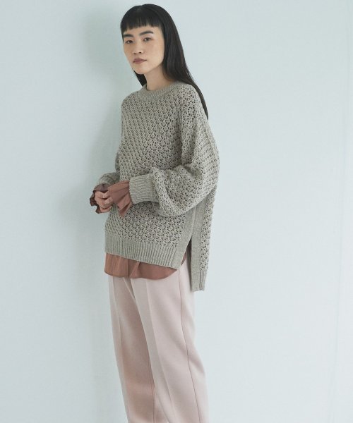 【Audrey and John Wad】レース柄透かし編みニットプルオーバー 