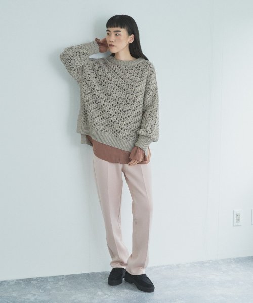 【Audrey and John Wad】レース柄透かし編みニットプルオーバー 