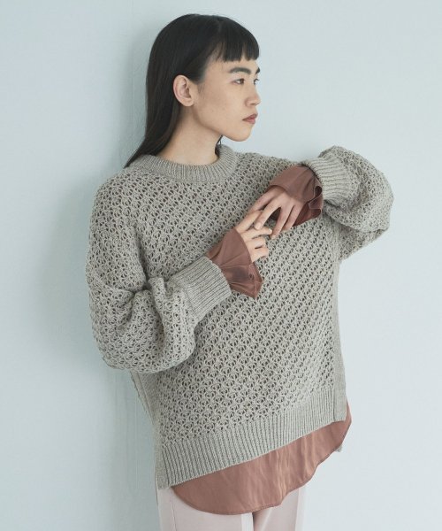 【Audrey and John Wad】レース柄透かし編みニットプルオーバー 