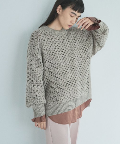 【Audrey and John Wad】レース柄透かし編みニットプルオーバー 