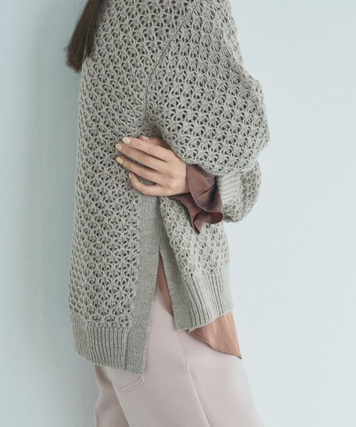 【Audrey and John Wad】レース柄透かし編みニットプルオーバー 