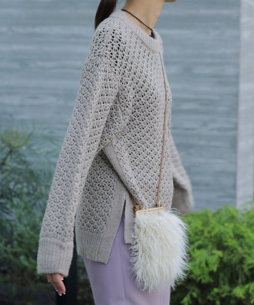 【Audrey and John Wad】レース柄透かし編みニットプルオーバー 