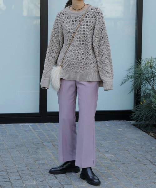 【Audrey and John Wad】レース柄透かし編みニットプルオーバー 