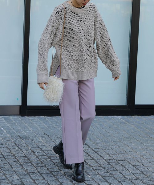 【Audrey and John Wad】レース柄透かし編みニットプルオーバー 