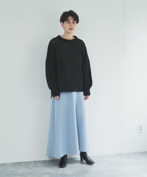 【Audrey and John Wad】レース柄透かし編みニットプルオーバー 