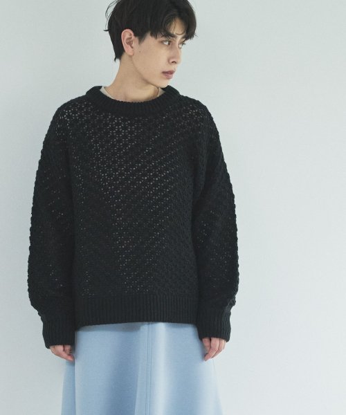 【Audrey and John Wad】レース柄透かし編みニットプルオーバー 