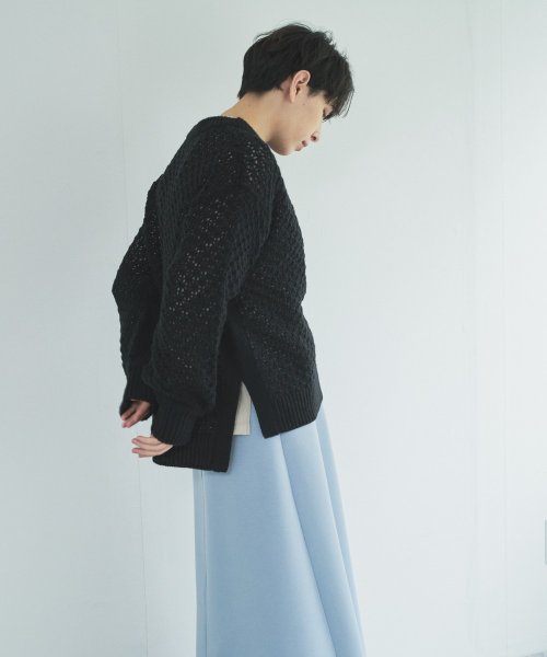 【Audrey and John Wad】レース柄透かし編みニットプルオーバー 