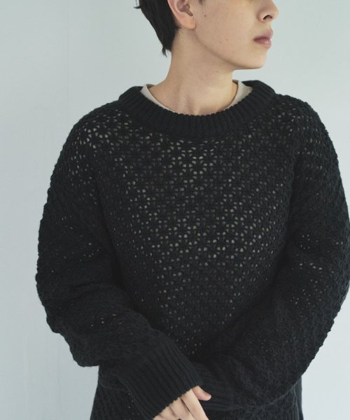 【Audrey and John Wad】レース柄透かし編みニットプルオーバー 