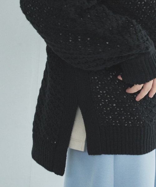 【Audrey and John Wad】レース柄透かし編みニットプルオーバー 