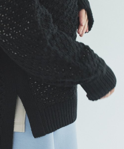 【Audrey and John Wad】レース柄透かし編みニットプルオーバー 