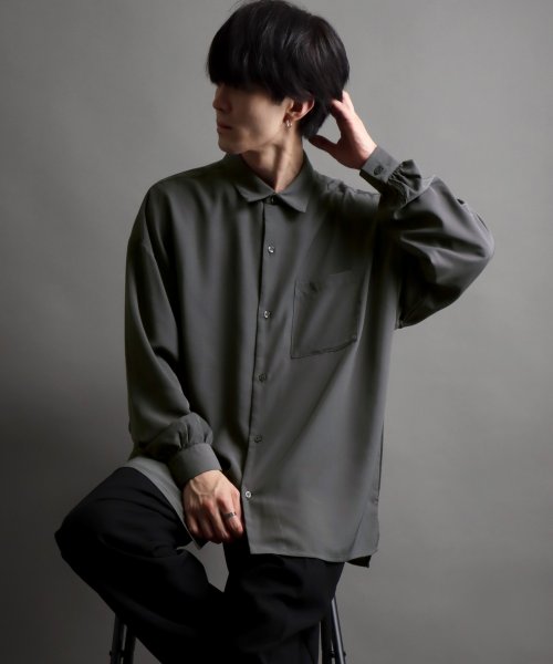 SITRY(SITRY)/【SITRY】ドレープ レギュラーカラー シャツ  無地 長袖 きれいめシャツ/img20
