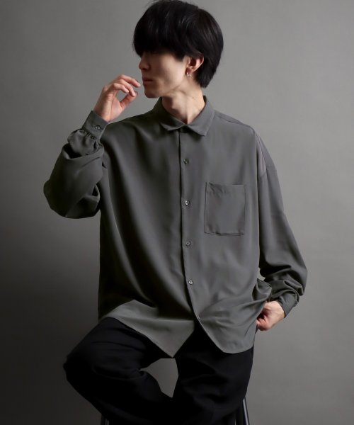 SITRY(SITRY)/【SITRY】ドレープ レギュラーカラー シャツ  無地 長袖 きれいめシャツ/img21