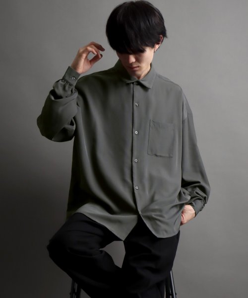 SITRY(SITRY)/【SITRY】ドレープ レギュラーカラー シャツ  無地 長袖 きれいめシャツ/img22