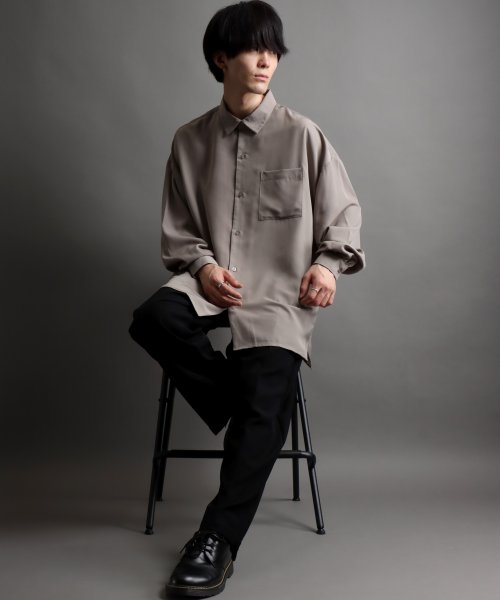 SITRY(SITRY)/【SITRY】ドレープ レギュラーカラー シャツ  無地 長袖 きれいめシャツ/img32