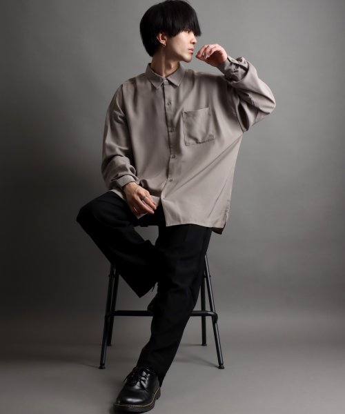 SITRY(SITRY)/【SITRY】ドレープ レギュラーカラー シャツ  無地 長袖 きれいめシャツ/img34